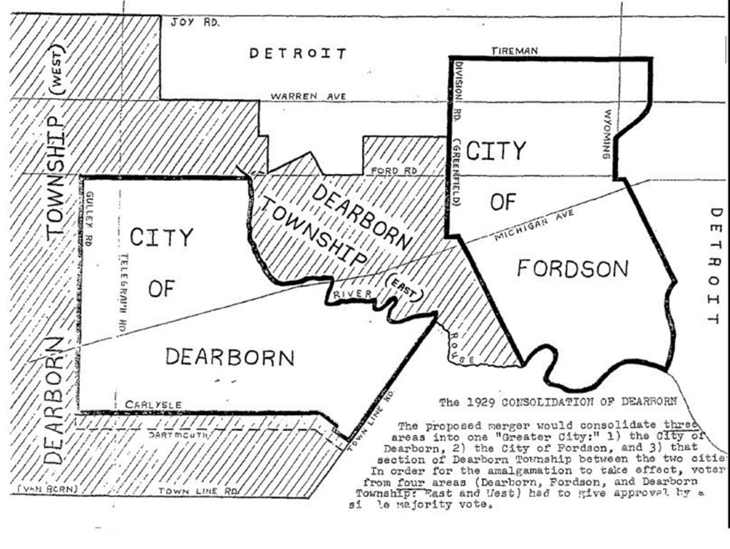 Map of Fordson and Dearborn Township