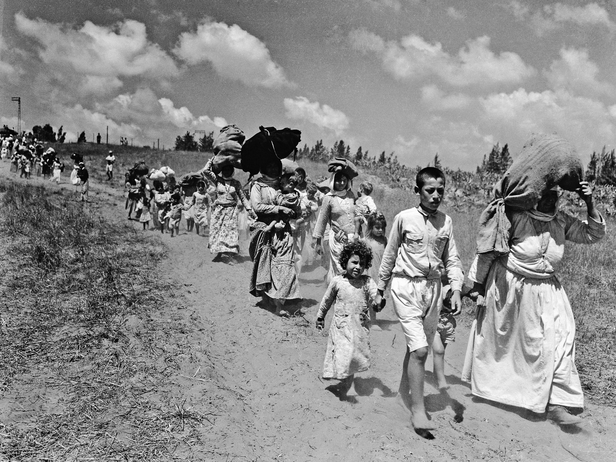 Palestinians driven from their homes in May 15, 1948, a day known as the Nakba catastrophe. File photo