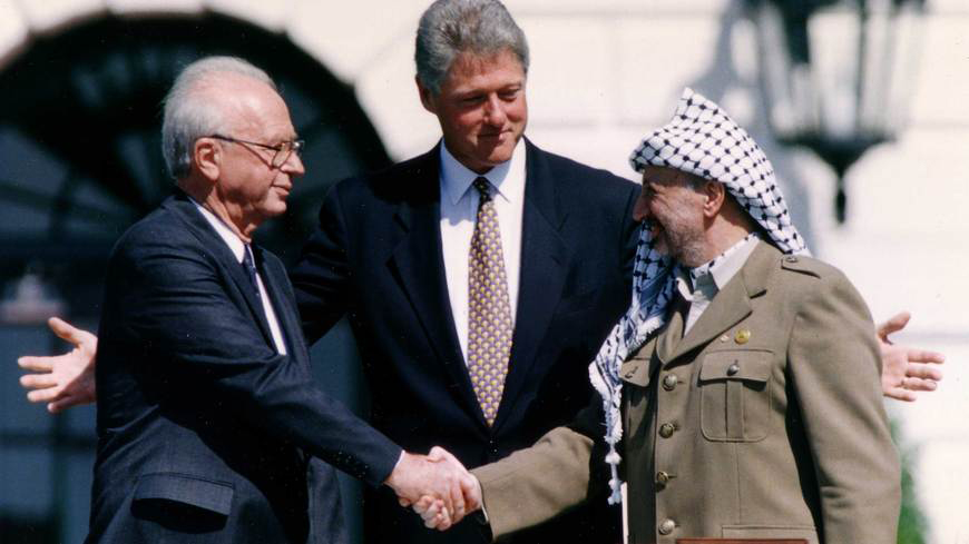 Arafat and Rabin in the White House on September 13, 1993