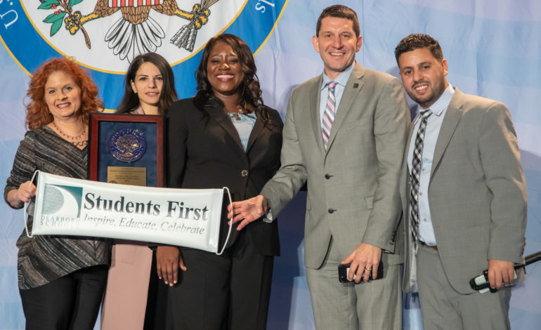 Dearborn Public Schools representatives accept national Blue Ribbon Award