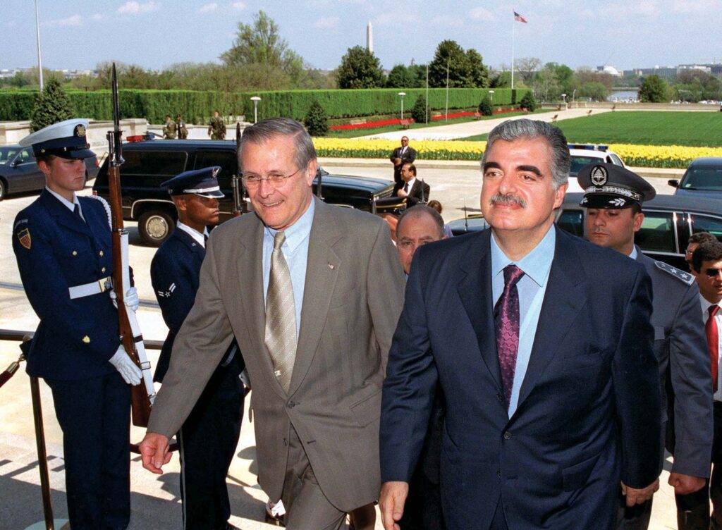 Donald-Rumseld-Rafiq-al-Hariri-Pentagon-Va-Arlington-2002