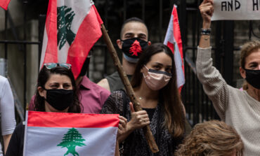 Subdued atmosphere dominates protest in front of the Lebanese embassy in Washington, D.C.
