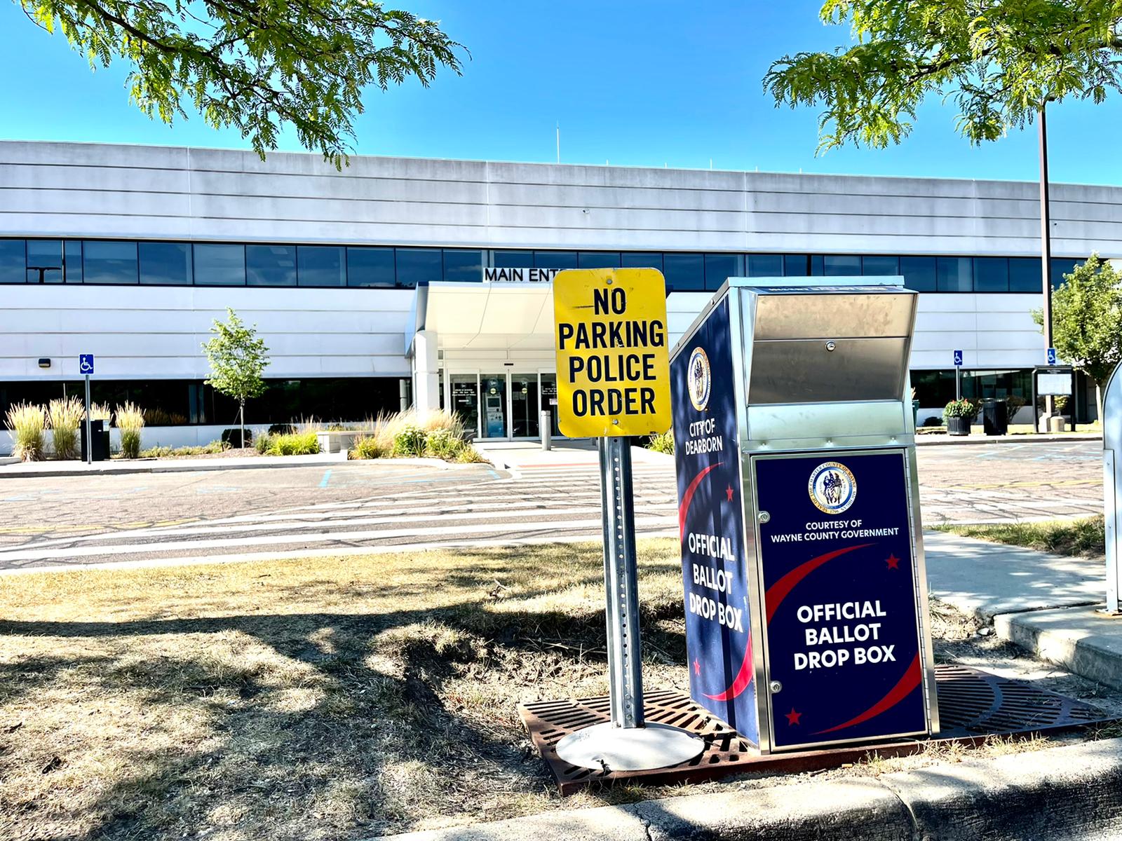 A ballot dropbox outside the Dearborn Administrative Center on Michigan Avenue