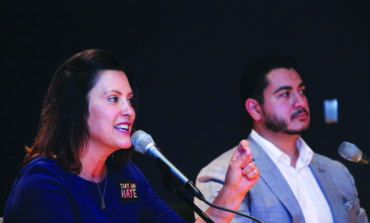 Whitmer campaigns at Dearborn town hall with El-Sayed