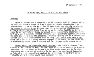 Reagan-era documents detail U.S.'s longstanding commitment to contain Syria