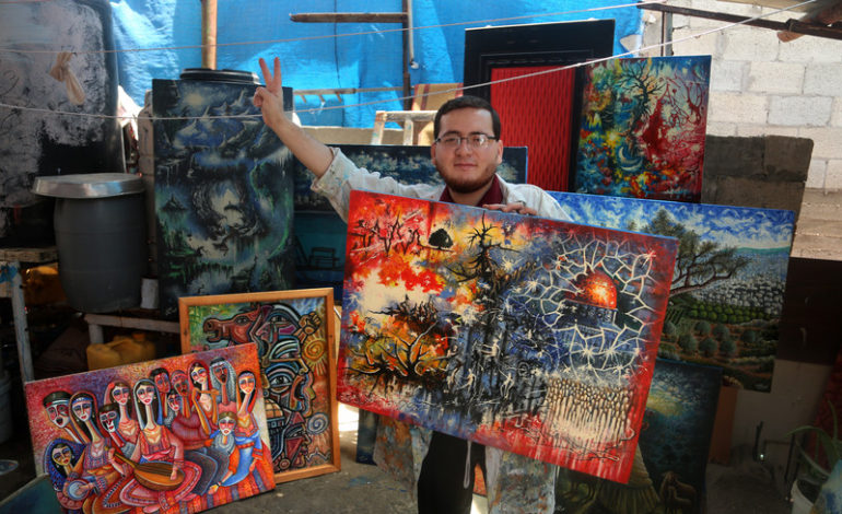 Gaza artist takes on Trump despite disabilities