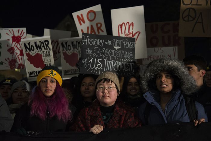 Demonstrators brave freezing temperatures to join anti-war rally  at the University of Michigan