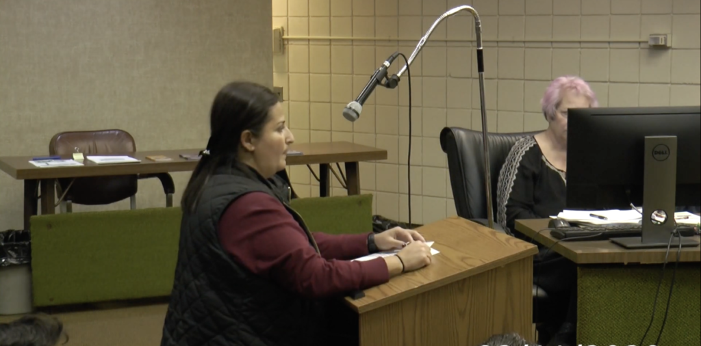 Samer Beydoun's sister Samar speaks in front of Dearborn Heights City Council on Tuesday, Feb. 11.