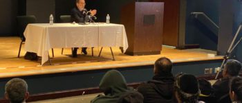 Columbia professor and renowned historian on Palestine Rashid Khalidi speaks at the Arab American National Museum in Dearborn. All photos: Al-Nadwa