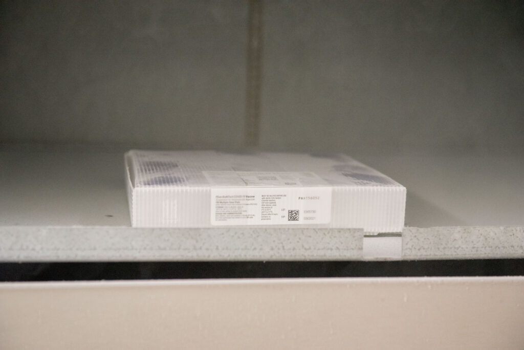 Pfizer's COVID-19 vaccine sits in cold storage at a Henry Ford Hospital in Michigan