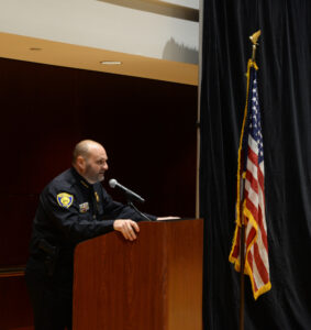 Police Chief Issa Shahin speaks at the ceremony for new and promoted officers. Photos courtesy: City of Dearborn