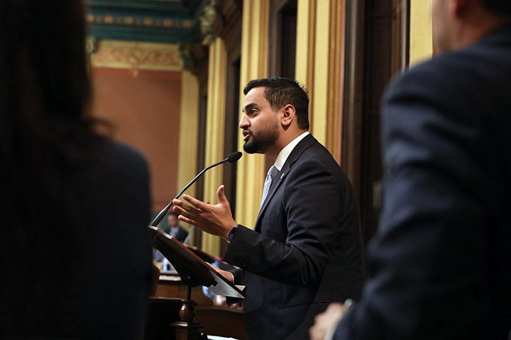 State Rep. Abraham Aiyash (D-Hamtramck) speaks on the House floor, June 30, 2021. Photo: Michigan House Democrats
